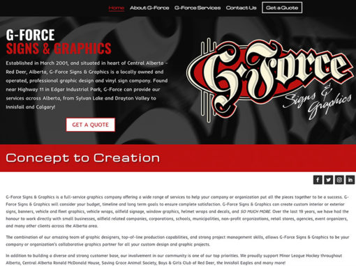G-Force Signs & Graphics – Web Design