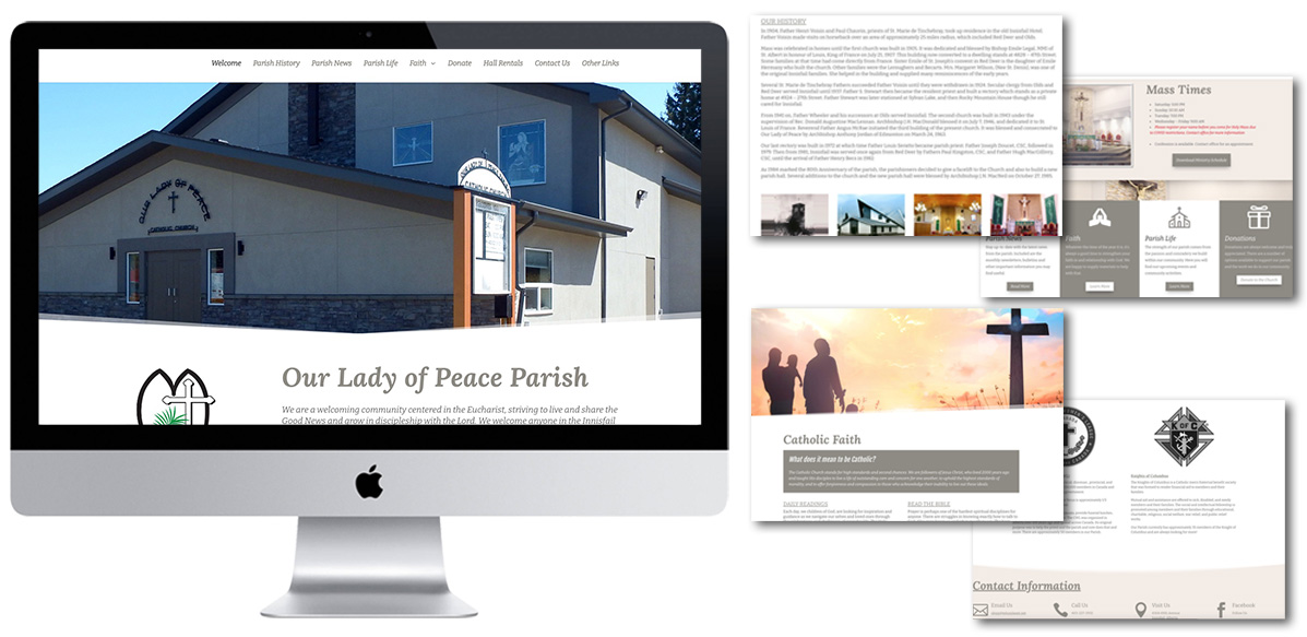 Our Lady of Peace Catholic Church - Web Design - Arktos Graphics - Red Deer, AB