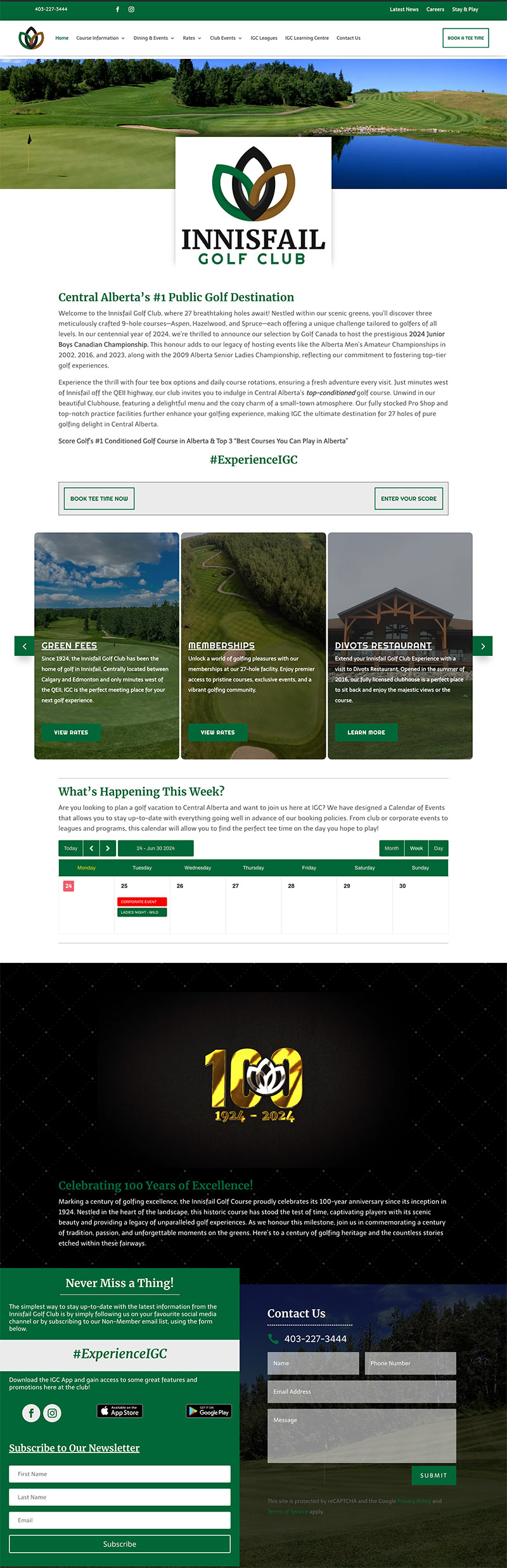 Web Design - Innisfail Golf Club - Arktos Graphics - Red Deer, Alberta