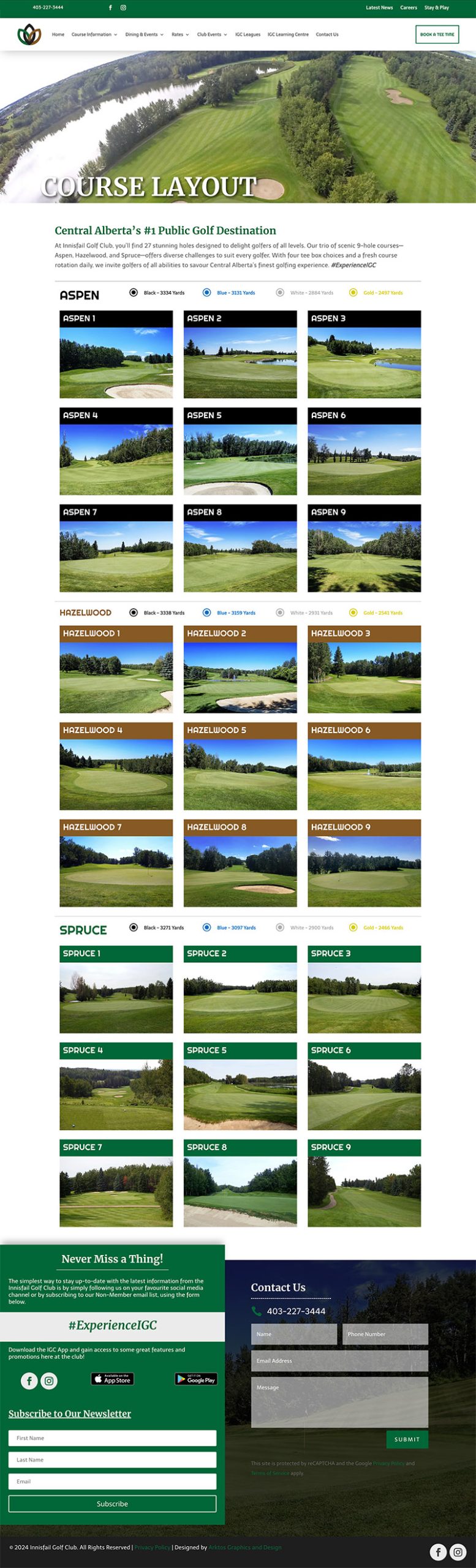 Web Design - Innisfail Golf Club - Arktos Graphics - Red Deer, Alberta