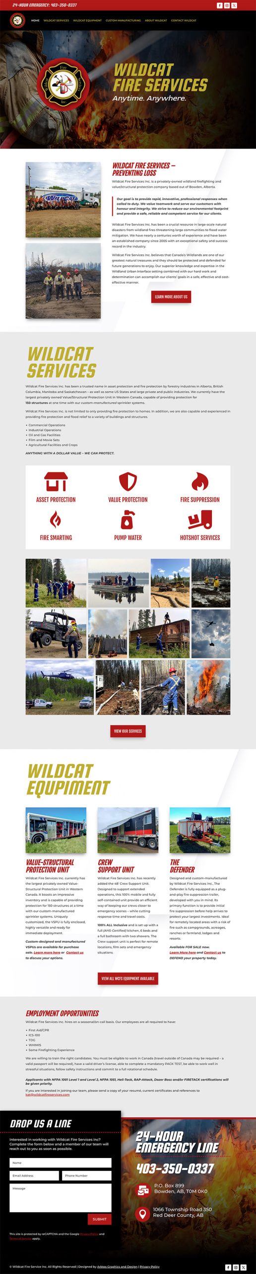 Web Design - Wildcat Fire Services - Arktos Graphics - Red Deer, Alberta