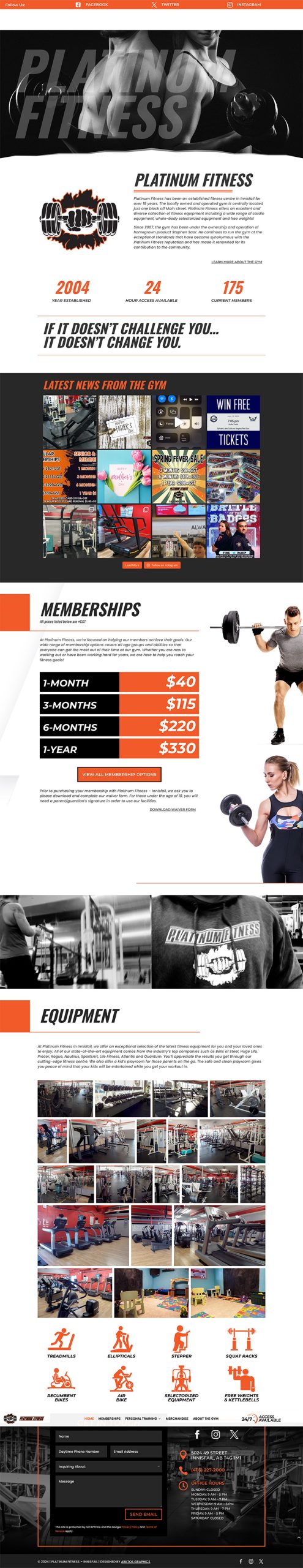 Web Design - Platinum Fitness Innisfail - Arktos Graphics - Red Deer, Alberta