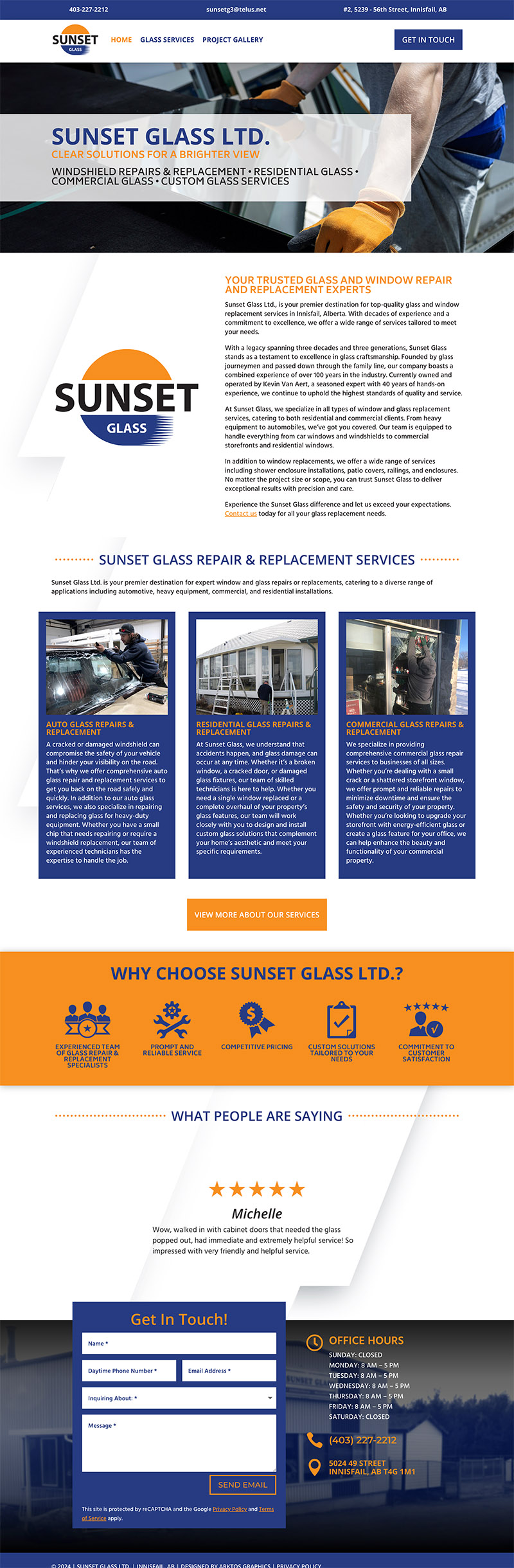 Web Design - Sunset Glass - Arktos Graphics - Red Deer, Alberta