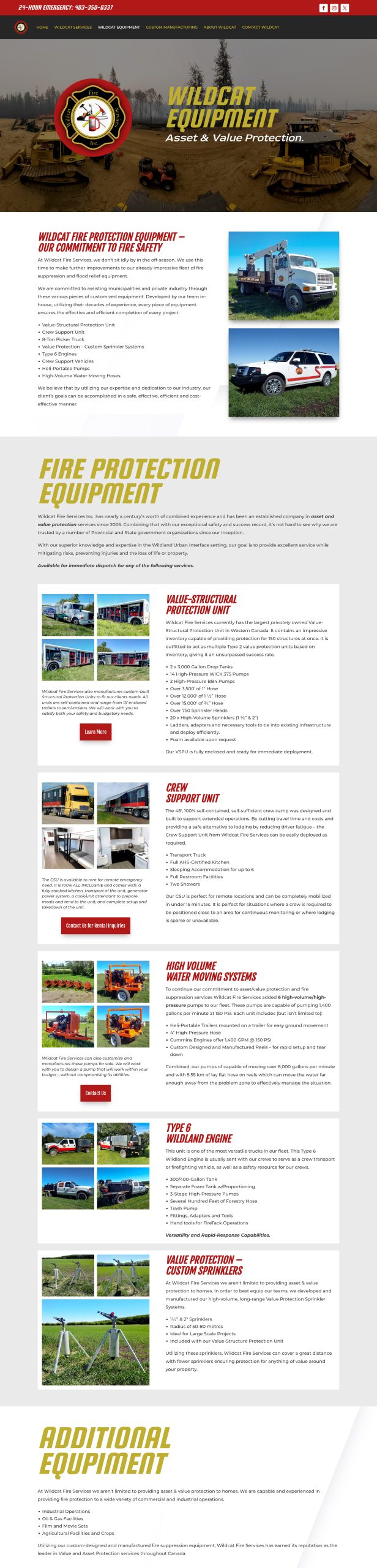 Web Design - Wildcat Fire Services - Arktos Graphics - Red Deer, Alberta