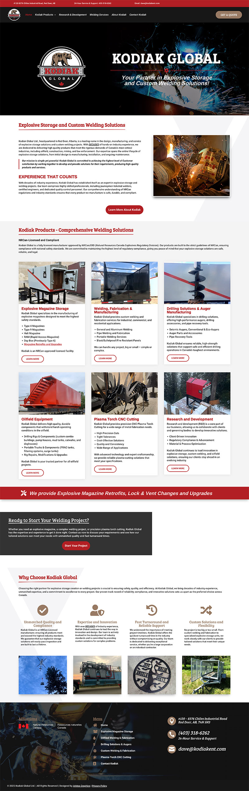Web Design - Kodiak Global Ltd - Arktos Graphics - Red Deer, Alberta