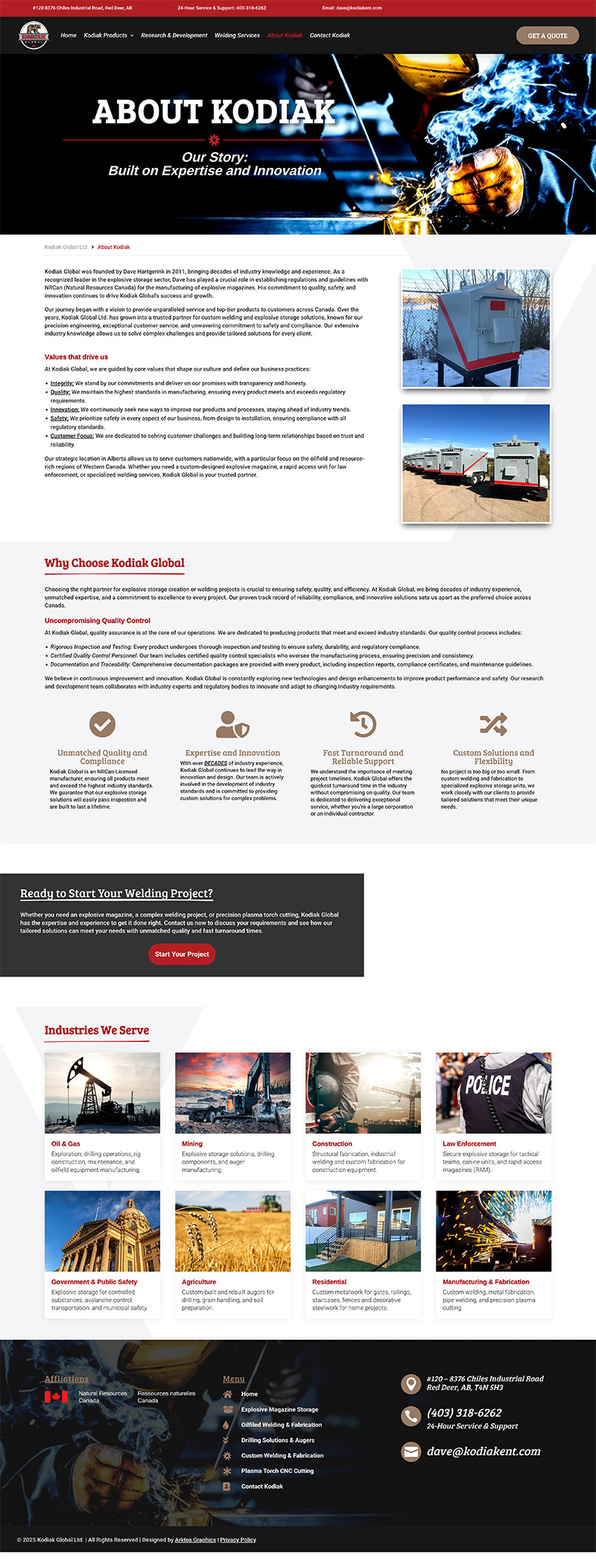 Web Design - Kodiak Global Ltd - Arktos Graphics - Red Deer, Alberta