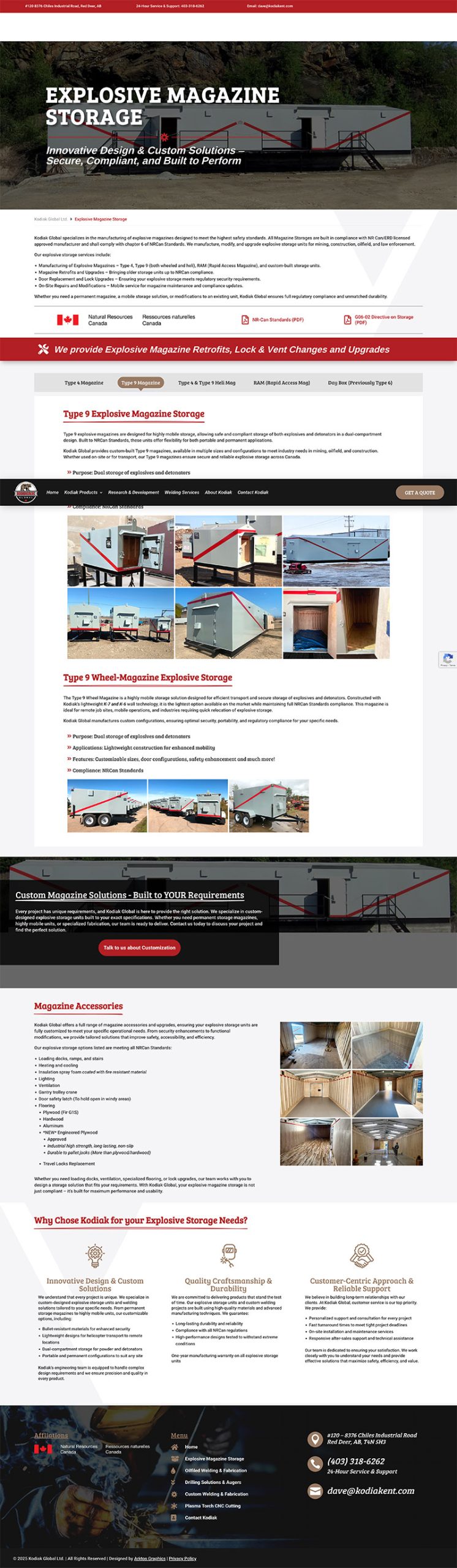 Web Design - Kodiak Global Ltd - Arktos Graphics - Red Deer, Alberta