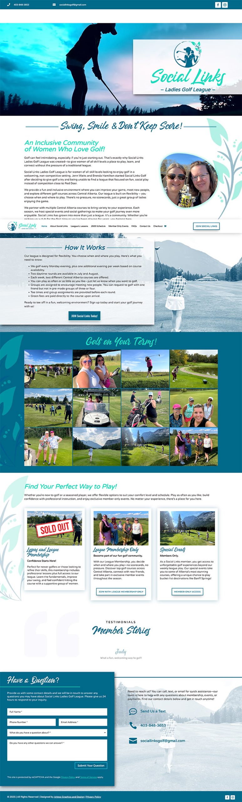 Web Design - Social Links - Ladies Golf League - Arktos Graphics - Red Deer, Alberta