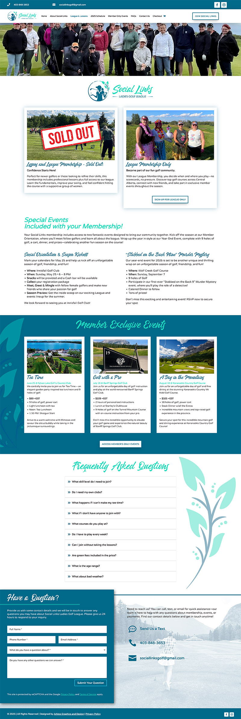 Web Design - Social Links - Ladies Golf League - Arktos Graphics - Red Deer, Alberta